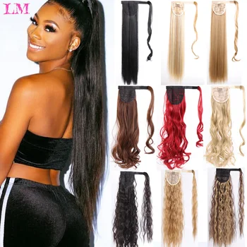 

LIANGMO Heat Resistant Synthesis 22" Long Straight Ponytail for Women Daily Use