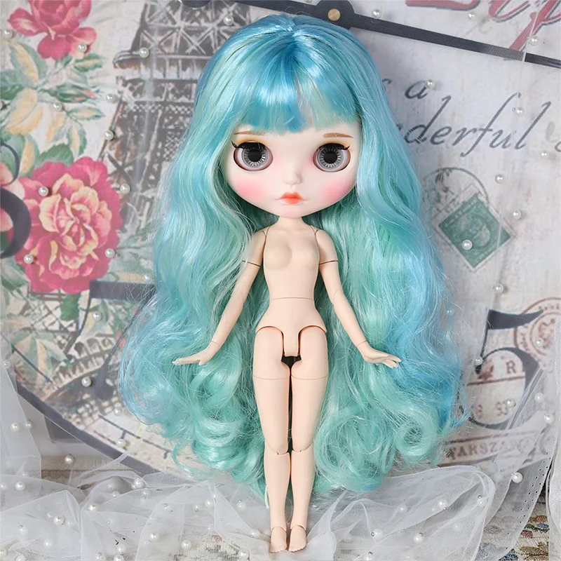 Blyth кукла 19 Объединенный корпус модный парик белая кожа ледяной BJD 30 см 1/6 ню фабричные игрушки подарок специальная цена на продажу - Цвет: Белый