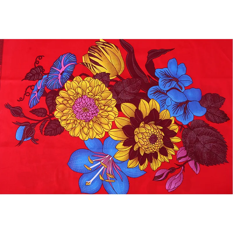 Cotton African Flowers Print Dutch Wax Red Fabric 6Yards\lot African Fabric New Arrivals