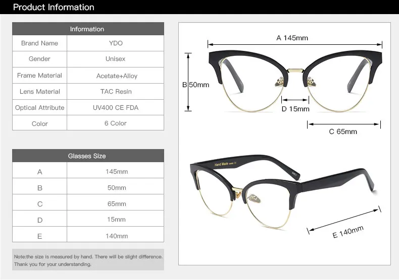 YDO новые очки с металлической оправой женские брендовые дизайнерские очки для глаз кошки Женская оптическая стильная оправа для очков Близорукость очки