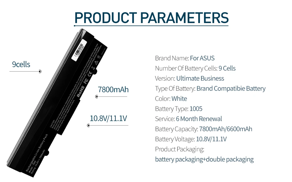 11,1 V 6600mAh Аккумулятор для ноутбука Asus Eee PC 1001PX 1001PQ 1001HA 1005 P 1005 1005HA AL31-1005 AL32-1005 ML32-1005 PL32-1005