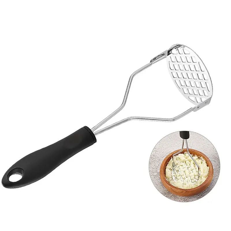 1PC Manual Potato Masher Stainless Steel Press Puree Rice Masher Kitchen Gadget For Making Smooth Mashed Potatoes Fruit Crusher