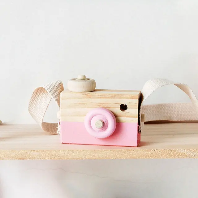 DIY Wooden Toy Camera Baby Kids Hanging Camera Pendant Developing Montessori Learning Educational Toy for Children Birthday Toy 5