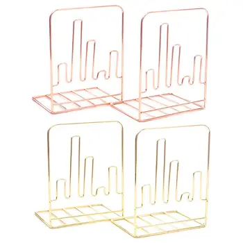 

1 Pair Creative Electrocardiogram Shape Bookends Book Support Stand Desk Holder G92E