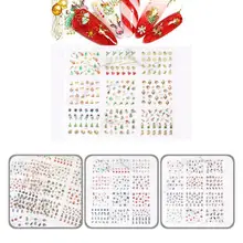 

24Pcs/Set Delicate Winter Xmas Nail Sticker Accessories Transfer Colorful Nail Decals Christmas Patterns for Female