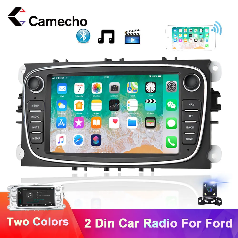 Camecho Android 8 1 2 Din Автомобильный Радио GPS мультимедийный плеер для Ford Focus Mk2 EXI MT 3 S Max