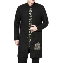 Мужская Осенняя однотонная декоративная молния, длинный кардиган, пальто, уличная ветрозащитная верхняя одежда, верхняя одежда#3