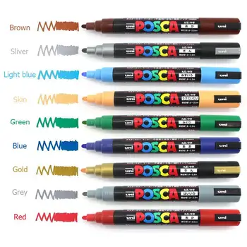 

Posca PC-5M Colored Paint Marker Pens School Stationery Office Supplies Art Marker Medium Tip 1.8-2.5mm 17 Color Markers Pen