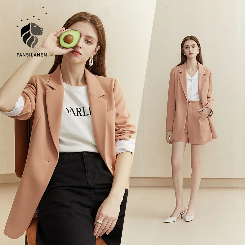 FANSILANEN Multicolour autumn winter casual blazer Women office lady black jacket blazer oversize Female purple blazer coat 2020
