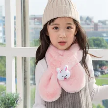 Зимний шарф для детей, сплошной цвет, животные, г. Новая мода, воротник из меха кролика, шерстяной шарф, теплые шарфы из толстой пряжи, vestidos WLZa82