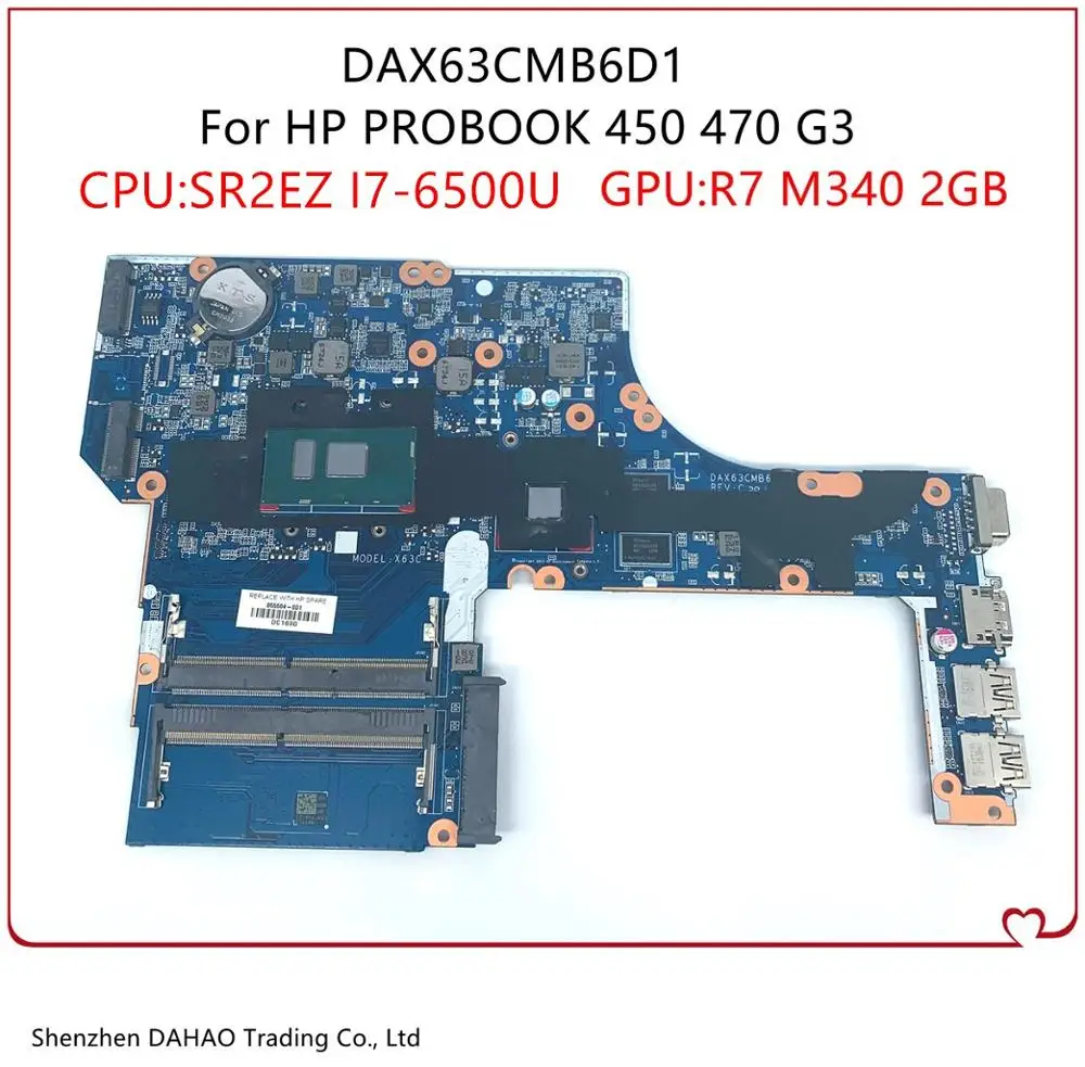 DAX63CMB6C0 855565 601 001 аккумулятор большой емкости для HP Probook 470 G3 450 материнская плата