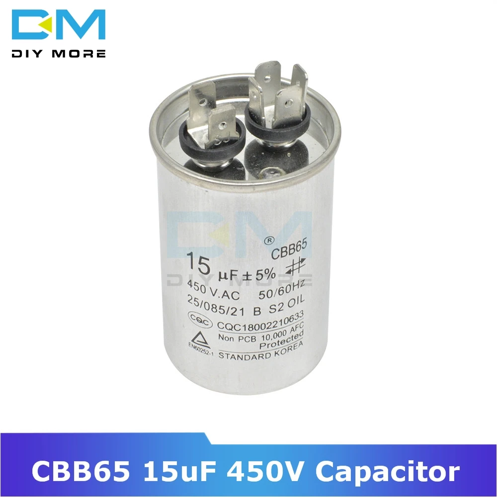 CBB65 15 мкФ 450V конденсатор переменного тока компрессор для кондиционера стартовый конденсатор для стиральной машины высокое питание освещение светильники