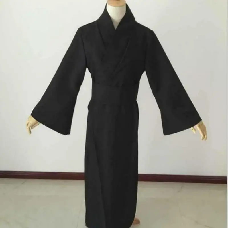 Японский стиль, мужская классическая черная одежда самурая, костюм для косплея на Хэллоуин, традиционное кимоно воина юкаты хаори с Obi - Цвет: Black