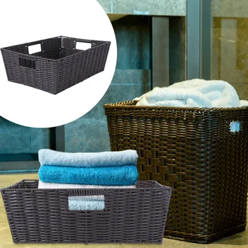 

Plastic Storage Basket Sturdy Closet Shelf Organizer Decorative Storage Holder
