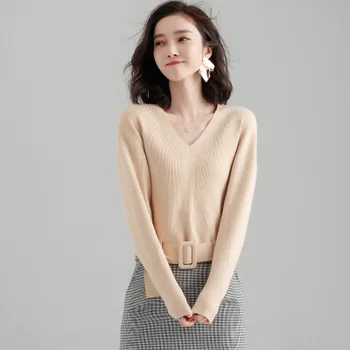 

2020 WOMEN NEW spring and autumn new Korean version of the top women's head loose knit bottoming shirt
