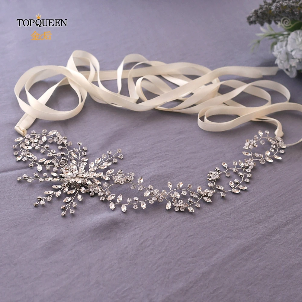 TOPQUEEN SH242 свадебный пояс-кушак для формального платья ремни для подружек невесты пояс-кушак стразы аппликация пояс для платьев свадебный пояс-кушак - Цвет: Ivory ribbon