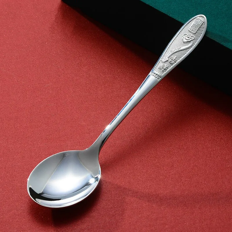 Silver spoon silver soup S999 pure tableware baby full moon gift silverware weighs about 46g | Дом и сад