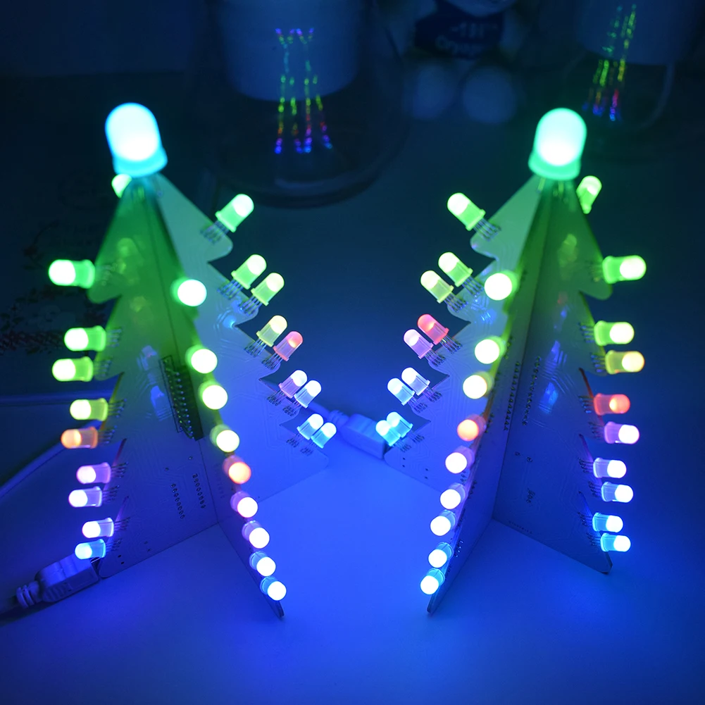 2020 Новый Рождественский подарок DIY акриловый 3D светодиодный полноцветный электронный Обучающий набор для рождественской елки с акрилом