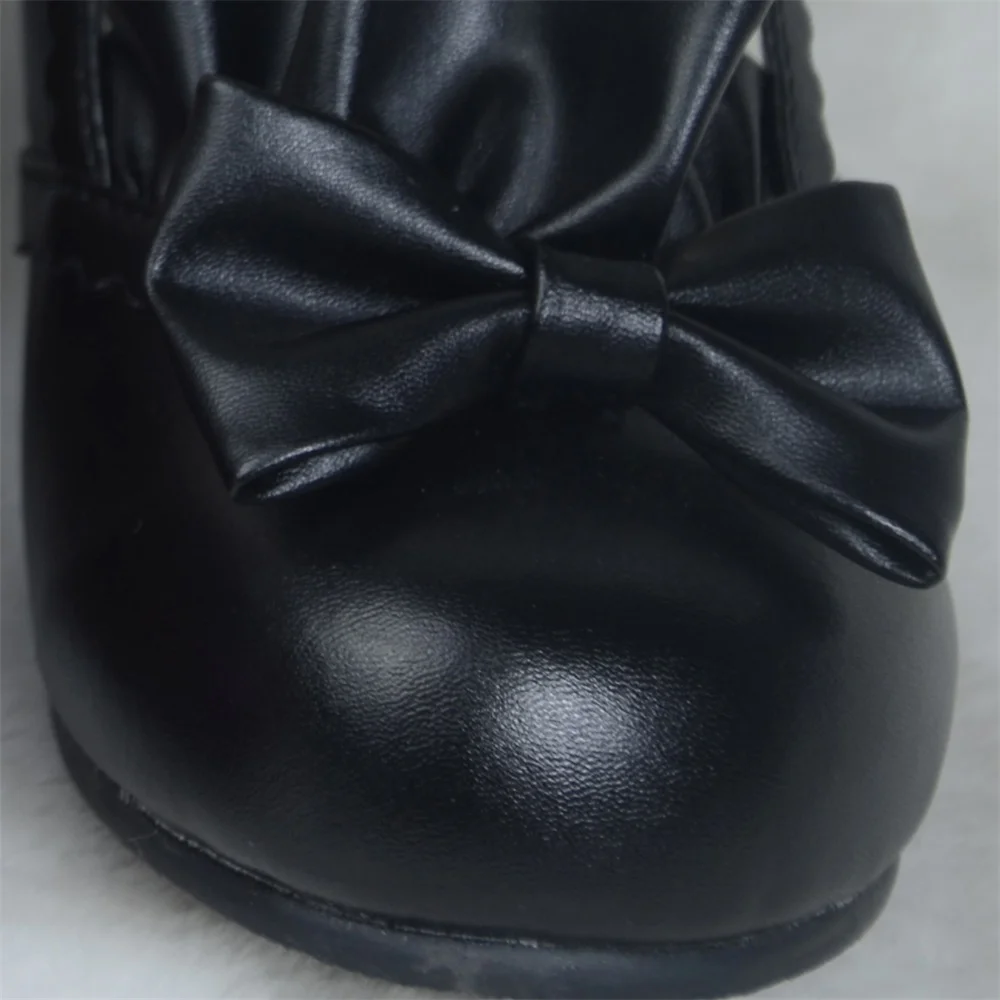 Black 5cm Аниме клоун Золушка Милая обувь в стиле Лолиты винтажные женские туфли на толстом каблуке средней высоты с бантом и круглым носком туфли принцессы Мэри Джейн - Цвет: Black 5cm
