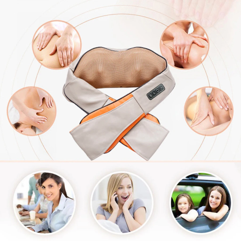 Portable Shiatsu Neck Shoulder Massager Electric Back Massage Heating Massage Instrument Home Use Kneading Massager Shawl