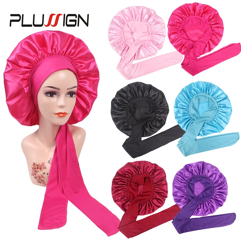 Satin Bonnet Women Satin Bonnet With Tie Line Night Sleep Cap Hair Care Bonnet Shower Turban Unisex Cap