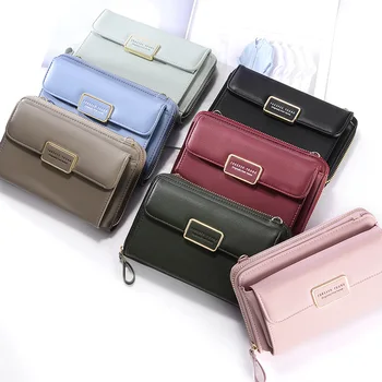 

2020 New Lady Mass Leather Purse Cute Phone over-the-Shoulder Bag Dual-Use Cross Wallet