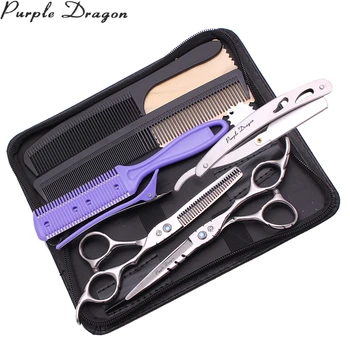 

Professional Hair Cutting Scissors 5.5" Stainless Purple Dragon Thinning Scissors Hairdressing Scissors Haircut Set Shiny Z1010