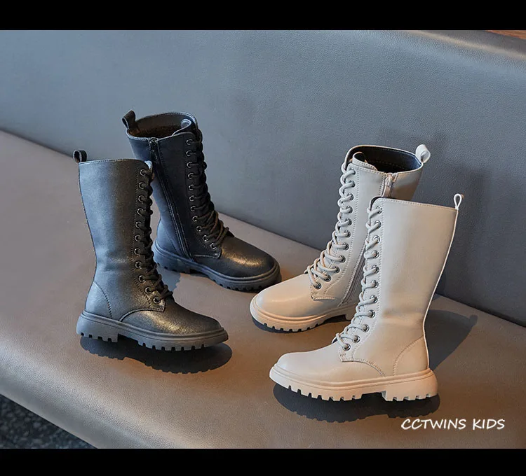CCTWINS/детская обувь; коллекция года; зимняя детская обувь из искусственной кожи; брендовые высокие ботинки для маленьких девочек; брендовые черные теплые ботинки для малышей; HB063