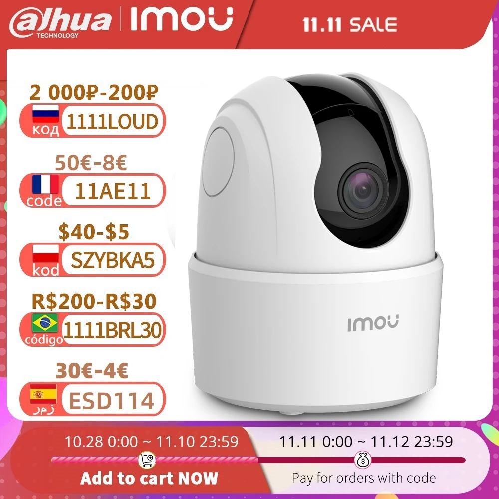 Dahua Imou-cámara ip inalámbrica de seguridad para bebés, dispositivo de vigilancia con detección humana, visión nocturna, Wifi, 2C, 4MP, 360