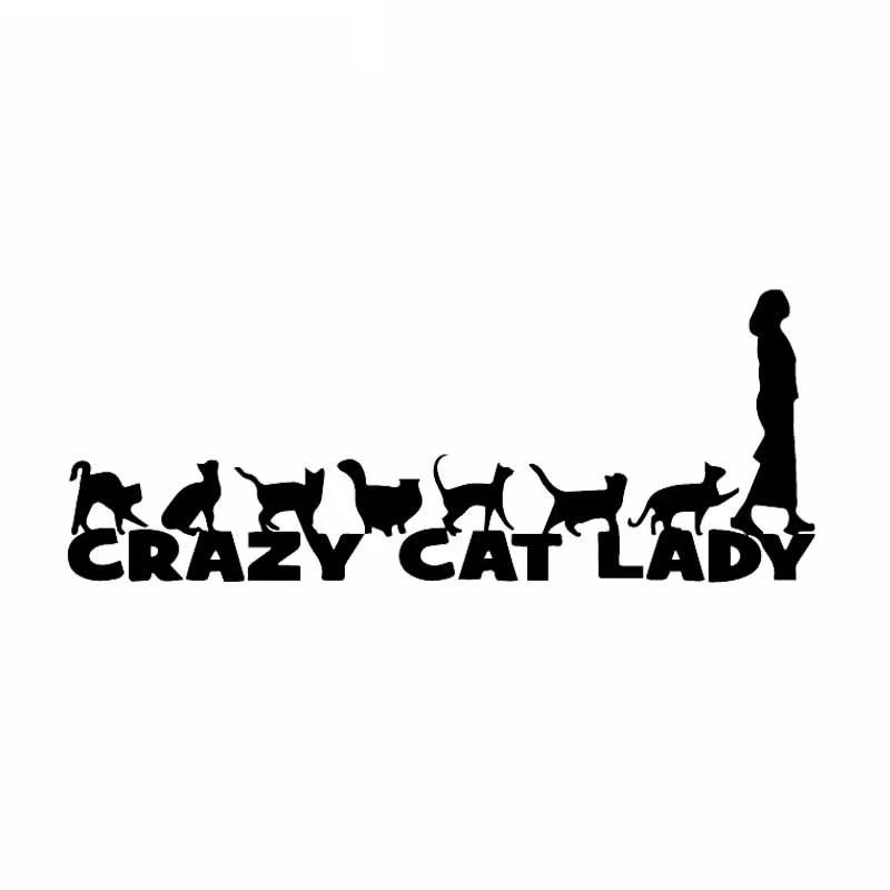 

Creative Car Sticker Crazy Cat Lady Right Facing Funny Cute Car Window Decal Cats,18cm*7cm