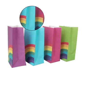 

40 Pcs Rainbow Party Favor Bags Kraft Paper Bag Paper Candy Goody Bag for Kids Birthday Parties, Wedding, Carnivals, Celebrated