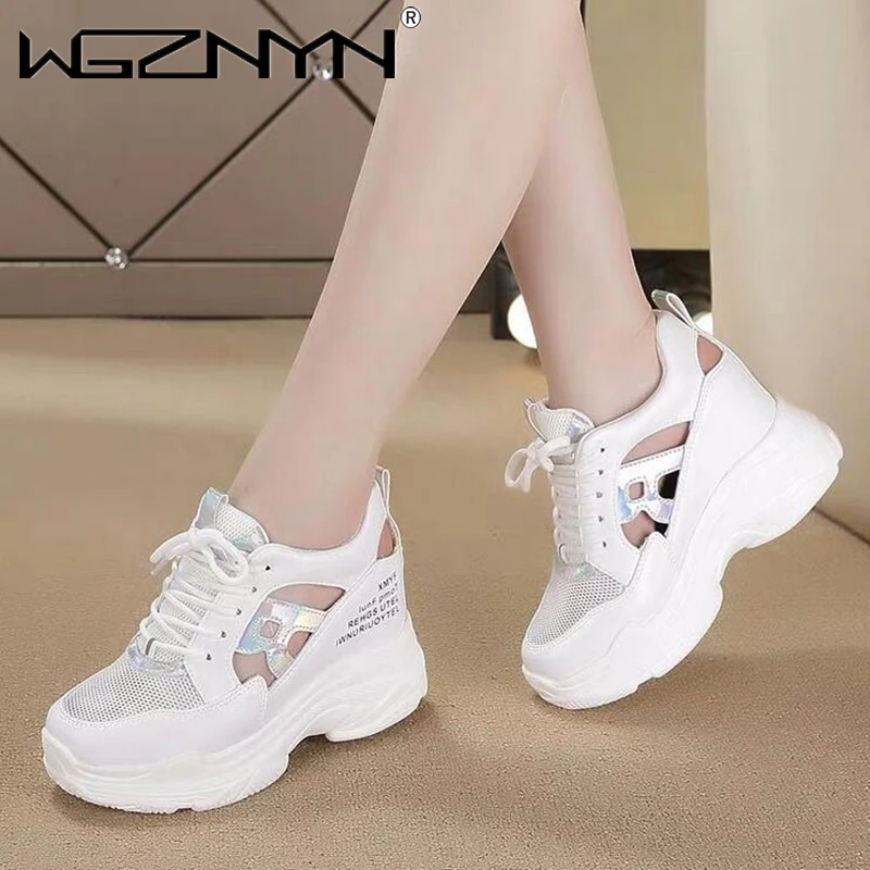 Новые брендовые летние женские кроссовки сетчатые повседневные на платформе