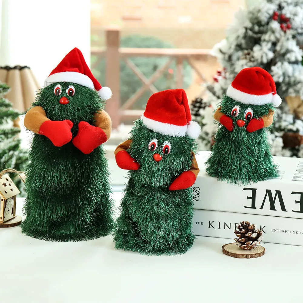 

Electric Toy Plush Toy Doll Funny Cute Green Electronic Xmas Tree Musical Santa Claus Fun Toy Christmas Decoration Xmas Gift