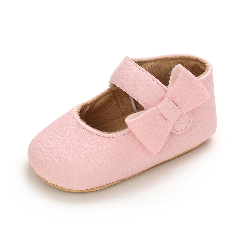 Infant Newborn Baby Girls Princess Non-Slip Floral Border Shoes Toddler Baby Soft PU Leather Prewalker Shoes Solid First Walkers