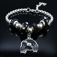 Music DJing Готический Кристальный браслет из нержавеющей стали, женский браслет с черной эмалью, ювелирные изделия, pulseira feminina B18583