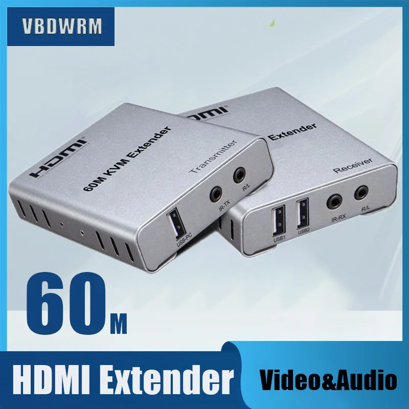 60M HDMI KVM Extender Transmit with Switch Audio Output USB Mouse & Keyboard Extension over cat5e cat6 Ethernet Cable | Электроника