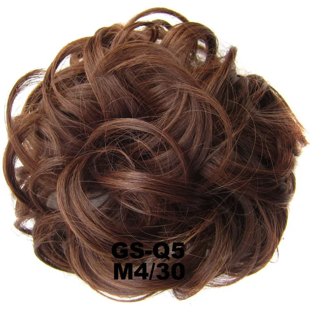 Jeedou Messy Chignon Donut Hair Bun Pad Elastic Hair Rope Rubber Band Synthetic Hairpiece Gary Brown Color M4-30