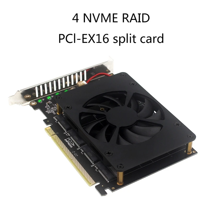 Nvme Pcie Adaptador Pci-e X16 Nvme M.2 m Chave Ssd Raid Matriz Placa-mãe Pci-e Split Cartão Ssds com Ventilador de Refrigeração Cabos de computador e conectores - Imagem 5