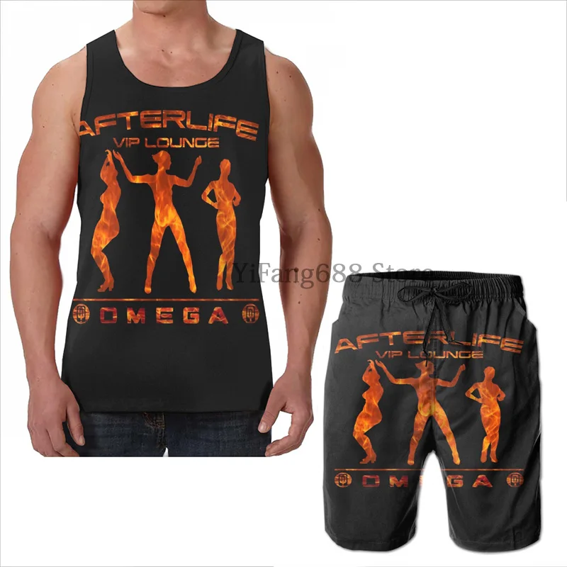 Summer funny print men Tank Tops Women Mass Effect - Afterlife VIP beach shorts women sets fitness vest | Мужская одежда