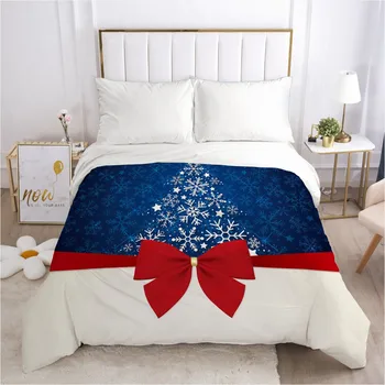 

3D Christmas Duvet Cover Quilt Covers Comforter Case White Beding Bag Bow Blanket Cases 140x210cm King Size Bed Linen