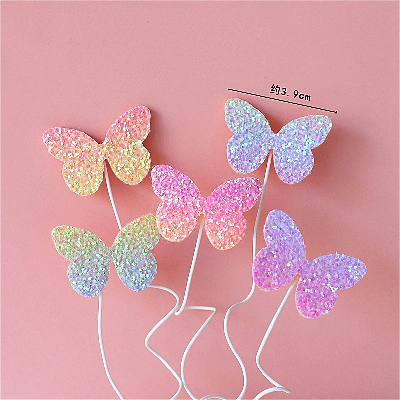 Biling Colourful Laser Butterfly Happy Birthday Cake Topper Dessert Decoration For Birthday Party Lovely Gifts Cake Decorating Supplies Aliexpress