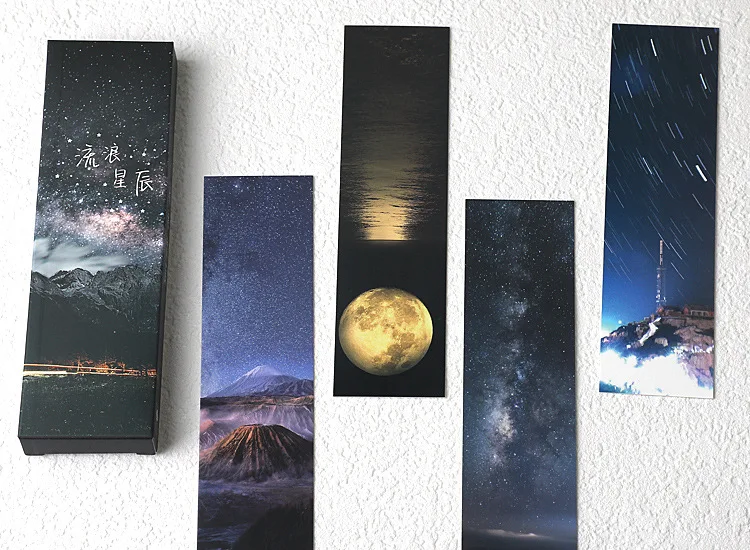 Wandering Stars Series Paper Bookmark Bright Starry Sky Book Holder Message Card Gift Stationery 30 Pcs/Set Bookmarks Stationery Supplies Paper Bookmark