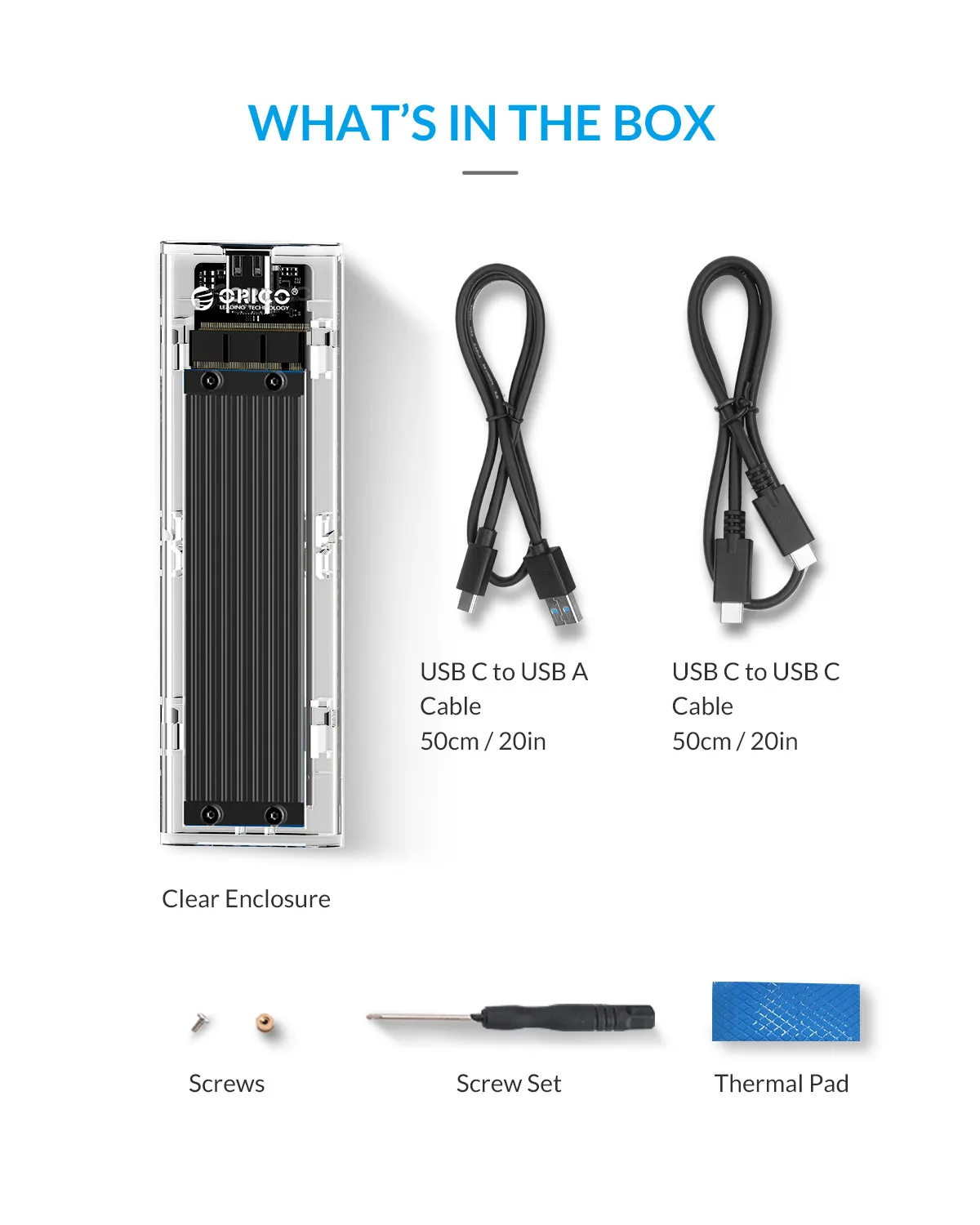 ORICO M2 NVMe Case Transparent Hard Drive Enclosure for NVME PCIE NGFF SATA M/B Key SSD Disk portable hdd case