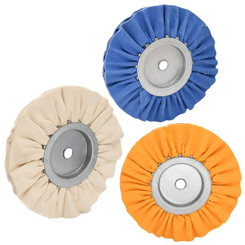 HLZS 3PCS 8inch Airway Buffing Wheel,5/8inch Arbor Hole,16 Ply Fine