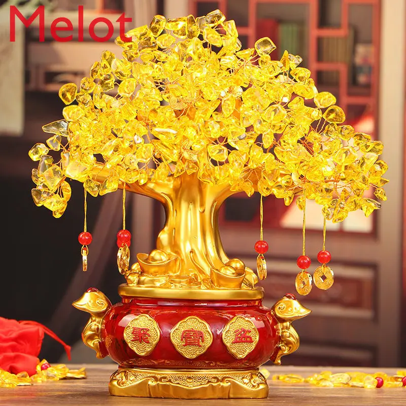 Citrine Fortune Tree Decoration Lucky Living Room Home Creative Wine Cabinet TV Cabinet Decorations Housewarming Gift Collection