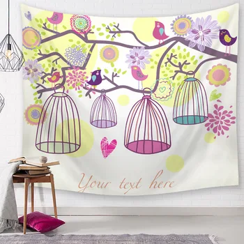 

CAMMITEVER Beautiful Cartoon Bird Cage Trees Tapestry Children Bedroom Decorative Wall Tapestries