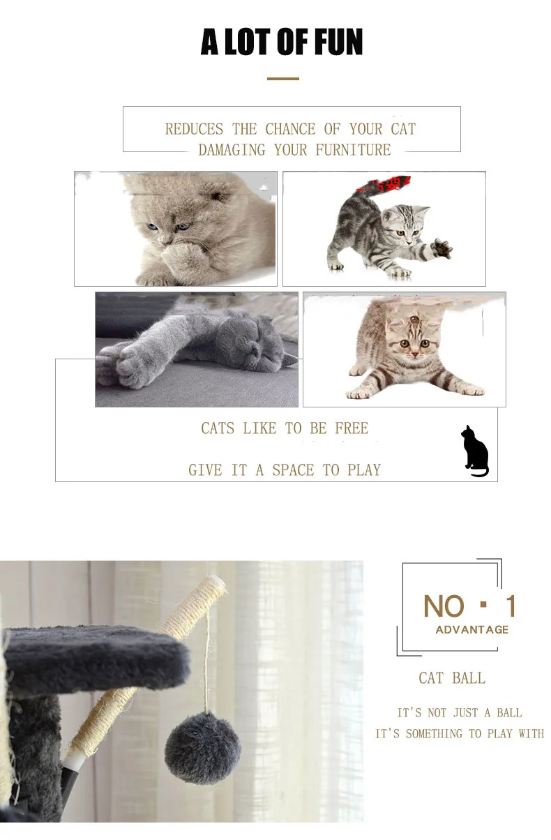 Title 16, Cat Tree Multi-layer with Hammock Cat Scratcher...