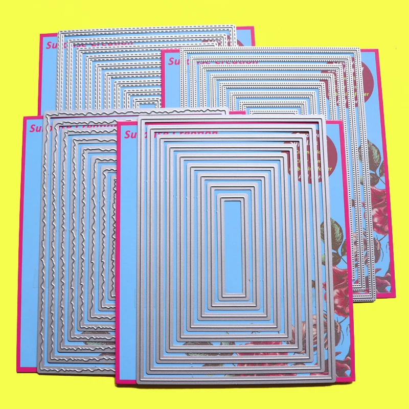 4 Set Cutting dies 5x7" Plain Torn edge Stitch & Piercing Rectangles