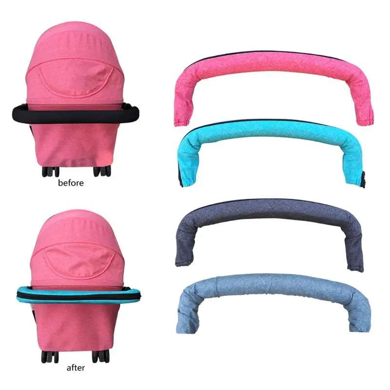 

Baby Pram Pushchair Stroller Armrest Case Handle Cotton Linen Protective Cover Stroller Accessories K4UE