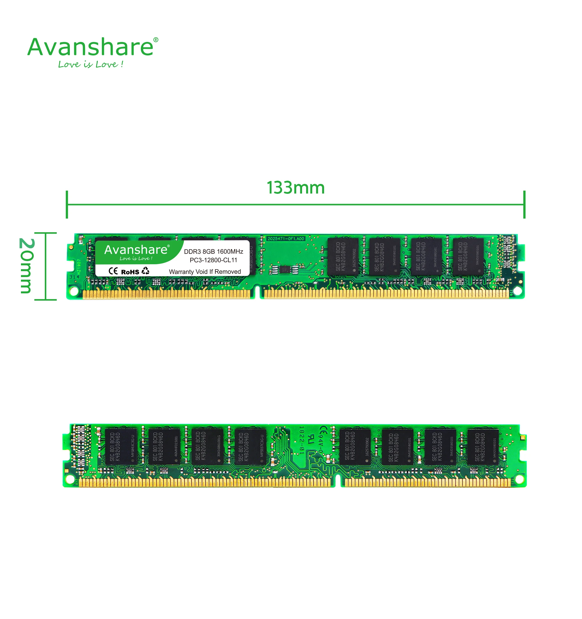 ОЗУ Avanshare DDR3 4 ГБ 8 1333 МГц 1600 и 2 Гб настольная память 240pin 1 5 в DIMM Intel AMD|Оперативная